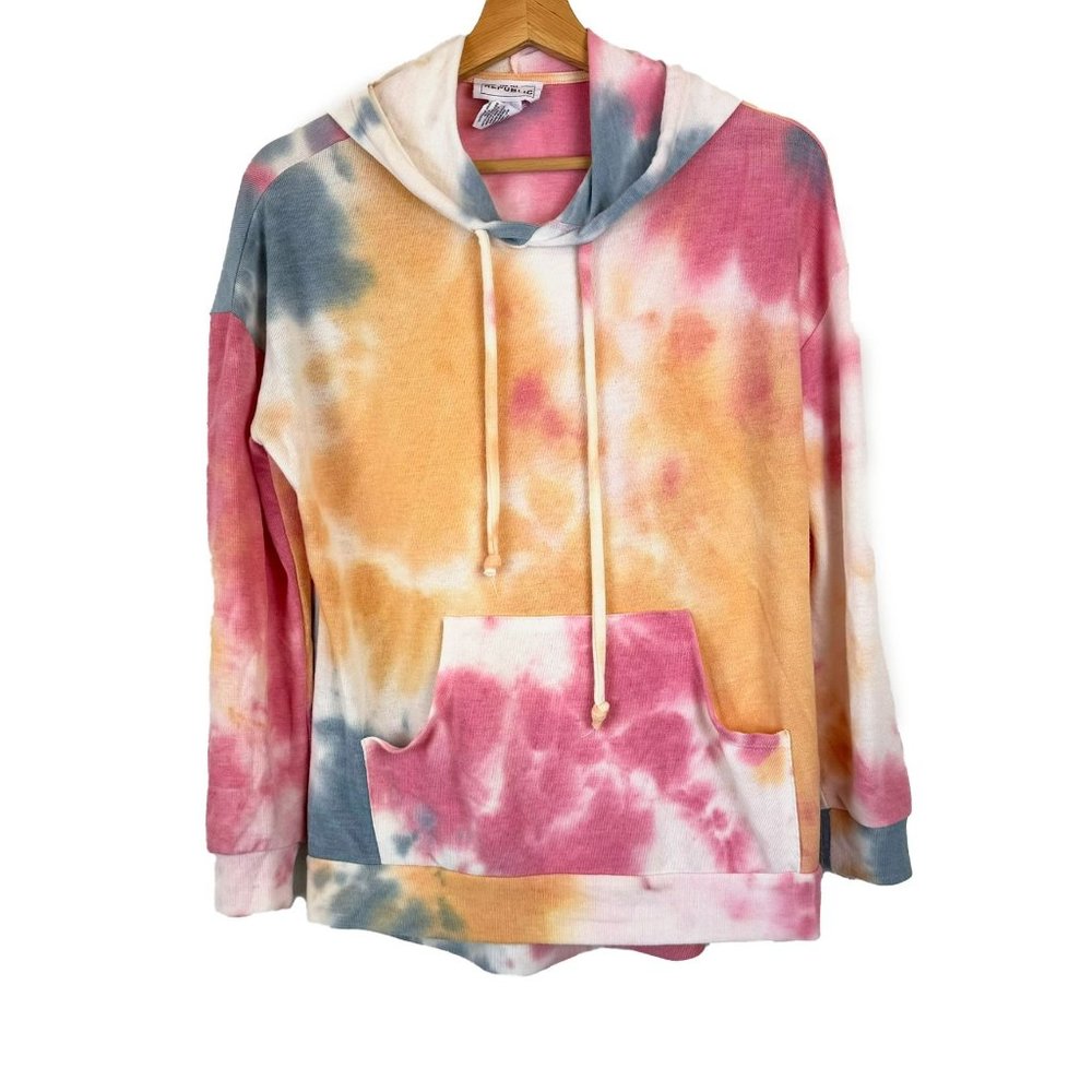 For The Republic Tie Dye Pastel Hoodie Sweatshirt OVERSIZED XS (Could fit up to